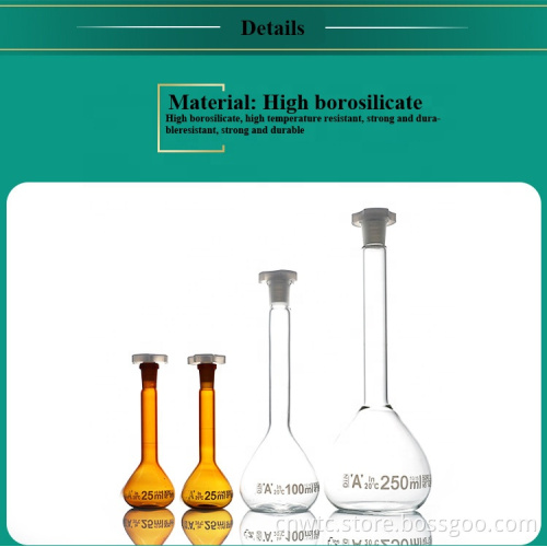 Class A Volumetric Flasks: Sizes 10ml, 25ml, 50ml, 100ml, 250ml, 500ml in White and Brown with Stoppers and Ground Mouth